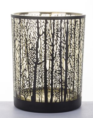Декоративный стеклянный подсвечник - вазочка черные деревья 132004