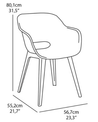 Садовий стілець пластиковий KETER AKOLA 238358 білий для вулиці