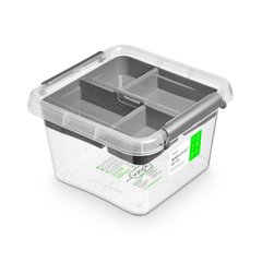 Антибактеріальний пластиковий харчовий контейнер з мікрочастинками срібла 3 л 20x20x12,5 Orplast 1276 + вставка