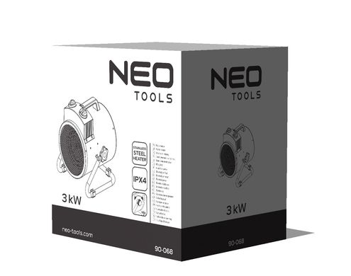 Тепловая пушка 3 кВт, IPX4 электрический обогреватель Neo Tools 90-068