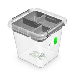 Антибактериальный пластиковый пищевой контейнер с микрочастицами серебра 4 л 20x20x18,5 Orplast 1286 + вставка