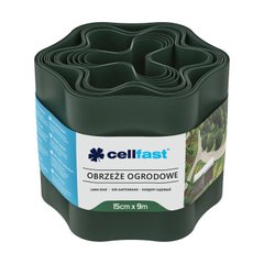 Садовий бордюр суцільний 9м Cellfast пластиковий 15 см 30-022H темно - зелений
