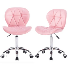 Поворотный стул , крутящийся со спинкой на колесах AVOLA розово-белый