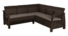 Садовый пластиковой угловой диван Keter CORFU RELAX 241728 коричневый