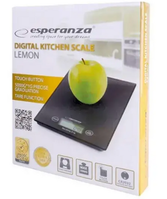 Весы кухонные цифровые до 5 кг. ESPERANZA LEMON BLACK EKS002K
