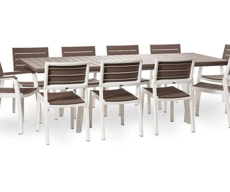 Стол для сада раскладной Keter Harmony Extendable 230758 белый - светло - коричневый