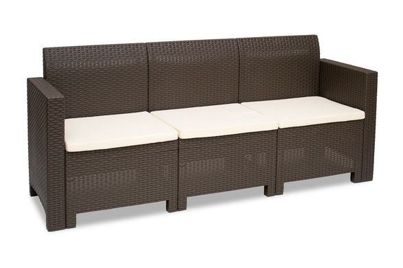Набор пластиковой мебели из техноротанга с диваном Bica Nebraska 3 коричневый 9068.3