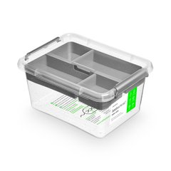 Антибактериальный пластиковый пищевой контейнер с микрочастицами серебра 1,6 л 19,5x15x8,5 Orplast 1246 + вставка