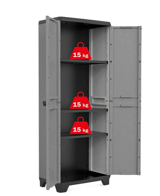 Многофункциональный шкаф пластиковый 68x39х173 см 3 полки высокий Keter/Kis STILO HIGH CABINET