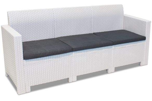 Набор пластиковой мебели из техноротанга с диваном Bica Nebraska 3 белий 9068