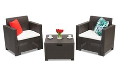 Набор пластиковой мебели из техноротанга Bica Nebraska Terrace столик со стульями коричневый 9073.3