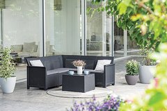 Набор пластиковой садовой мебели (угловой диван+столик) Keter Elodie 6 Corner 249596 графит