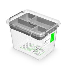 Антибактеріальний пластиковий харчовий контейнер з мікрочастинками срібла 2,5 л 19,5x15x14 Orplast 1256 + вставка