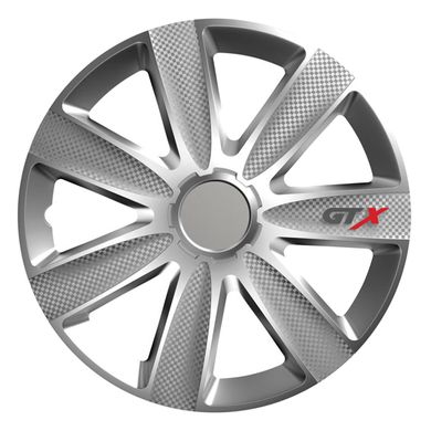 Ковпаки для коліс GTX carbon "срібло" R14" - 4 шт Amio 10319