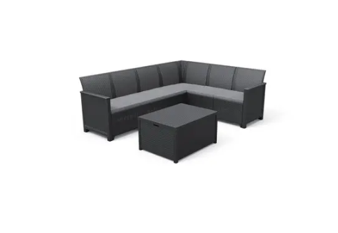 Набір пластикової садових меблів (кутовий диван + столик) Keter Elodie 6 Corner 249596 графіт