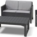 Комплект пластиковой садовой мебели (диван+два кресла+столик) KETER CHICAGO SET 232294 графит
