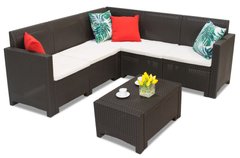 Угловой набор пластиковой мебели из техноратанга Bica Nebraska Corner 5 диван со столом коричневый 9075.3