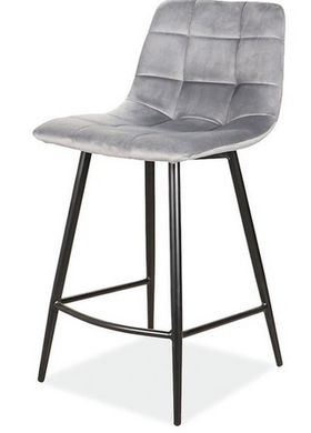 Напівбарний стілець Signal Mila H-2 Velvet сірий/чорні ніжки Bluvel 14