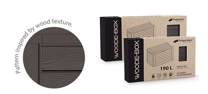 Садовый ящик-сундук для хранения PROSPERPLAST Woodebox MBWL190-440U пластиковый коричневый