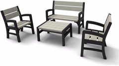 Комплект садовой мебели KETER MONTERO SET 233152 графит (скамья + 2 шт.стул + стол)