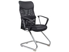 Кресло офисное Signal Q-030 металл Chrome, высокая спинка сетка черная, ткань черная