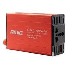 Инвертор преобразователь напряжения Amio 24В/230В 300Вт/600Вт 2xUSB PI04