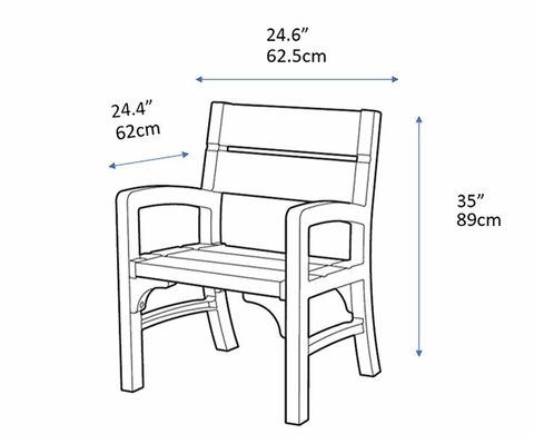 Комплект садових меблів KETER MONTERO SET 233152 графіт (лавка + 2 шт. стільці + стіл)