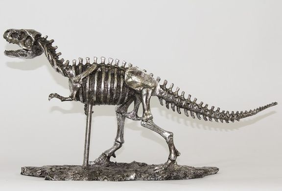 Статуетка фігурка скелет динозавра срібний колір 55 см