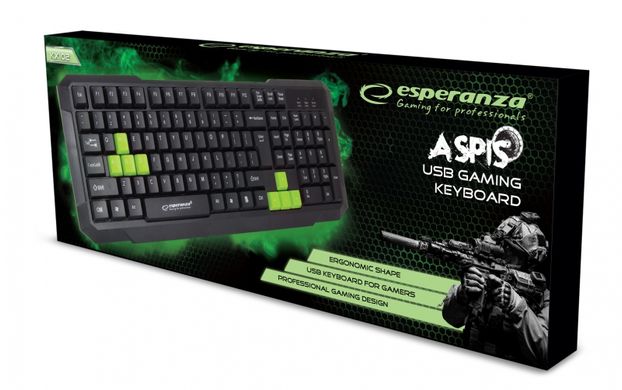 Клавіатура ігрова дротова для геймерів Aspis EGK102G зелено-чорна