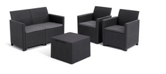 Комплект пластикових садових меблів із штучного ротанга 2 крісла 2-місний диван та столик Keter Claire set 253084 графіт