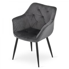 Крісло стілець велюровий MADERA - темно-сірий оксамит