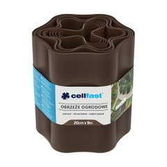 Садовий бордюр суцільний 9м Cellfast пластиковий 20 см 30-013H коричневий