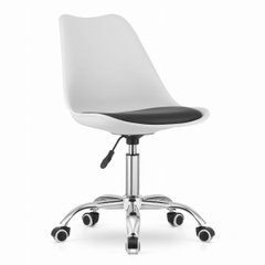 Поворотный стул белый-черный, крутящийся со спинкой ALBA