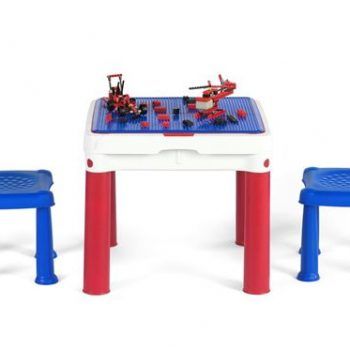 Детский набор Keter 227497 Construction стол + 2 стула, подходит к LEGO