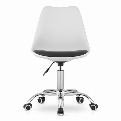 Поворотный стул белый-черный, крутящийся со спинкой ALBA