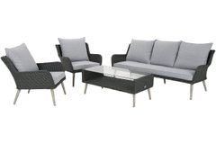 Набор садовой пластиковой мебели (трехместный диван+2 кресла+стол) Home Garden ALMERIA серый