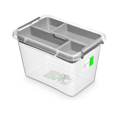 Антибактериальный пластиковый пищевой контейнер с микрочастицами серебра 6,5 л 29,5x20x18,5 Orplast 1336 + вставка