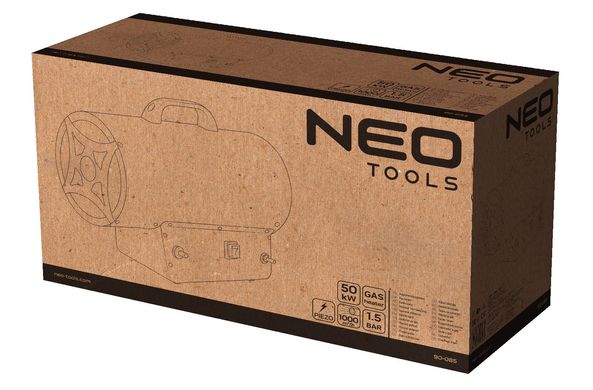 Тепловая пушка 50кВт 1.5 бар редуктор давления, газовый обогреватель Neo Tools 90-085