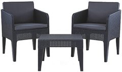 Набор пластиковой мебели (два крісла +кофейный столик) KETER COLUMBIA BALCONY SET 235175 графит на балкон, террасу