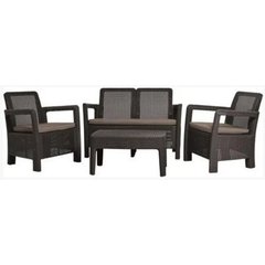 Набор мебели ( двухместный диван + столик+ 2 кресла ) Keter TARIFA SOFA + TABLE 223787 коричневый