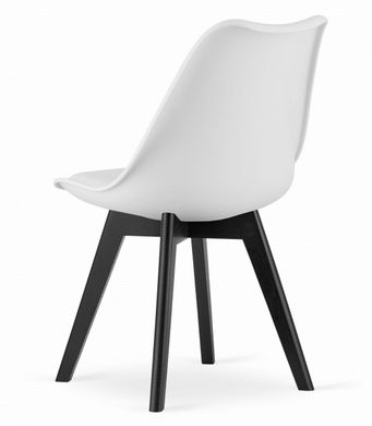 Стильне крісло MARK сидіння з екошкіри біле / чорні дерев'яні ніжки