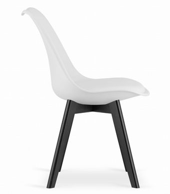 Стильне крісло MARK сидіння з екошкіри біле / чорні дерев'яні ніжки