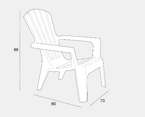Садовое кресло пластиковое Maryland с подлокотниками Bica графит 190.4 + бесплатная доставка