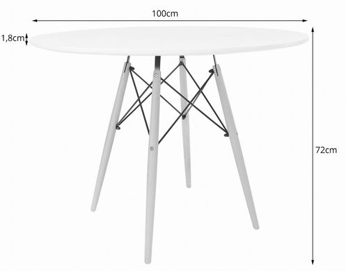 Круглий стіл TODI 100см МДФ з матовим покриттям - білий