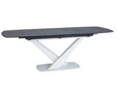 Обідній розкладний стіл Signal Cassino II Ceramic графіт мармур/білий 160(220)х90 см загартоване скло