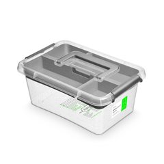 Антибактериальный пластиковый пищевой контейнер с микрочастицами серебра 4,5 л 29,5x20x12,5 Orplast 1327 ручка + вставка