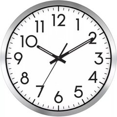 Современные и стильные настенные часы серебряные 20 см KAT01669