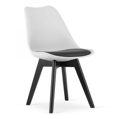 Стильне крісло MARK сидіння з екошкіри біло-чорне / чорні дерев'яні ніжки