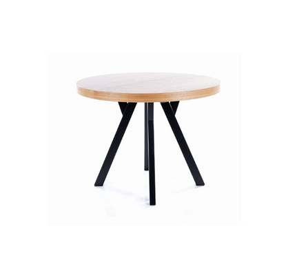 Раскладной круглый стол обеденный Signal Domingo 100 (250) см - натуральный дуб/черный шпон