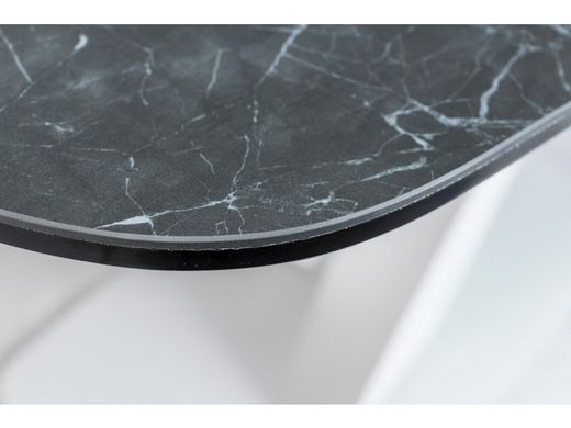 Обеденный раскладной стол Signal Cassino II Ceramic графит мрамор /белый 160(220)х90 см закаленное стекло